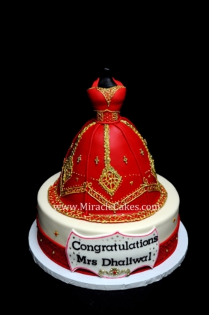 Red and gold Lengha cake